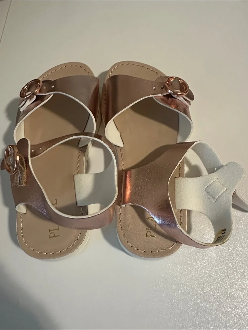 Place Girls Metallic Rose Gold Buckle Sandals
